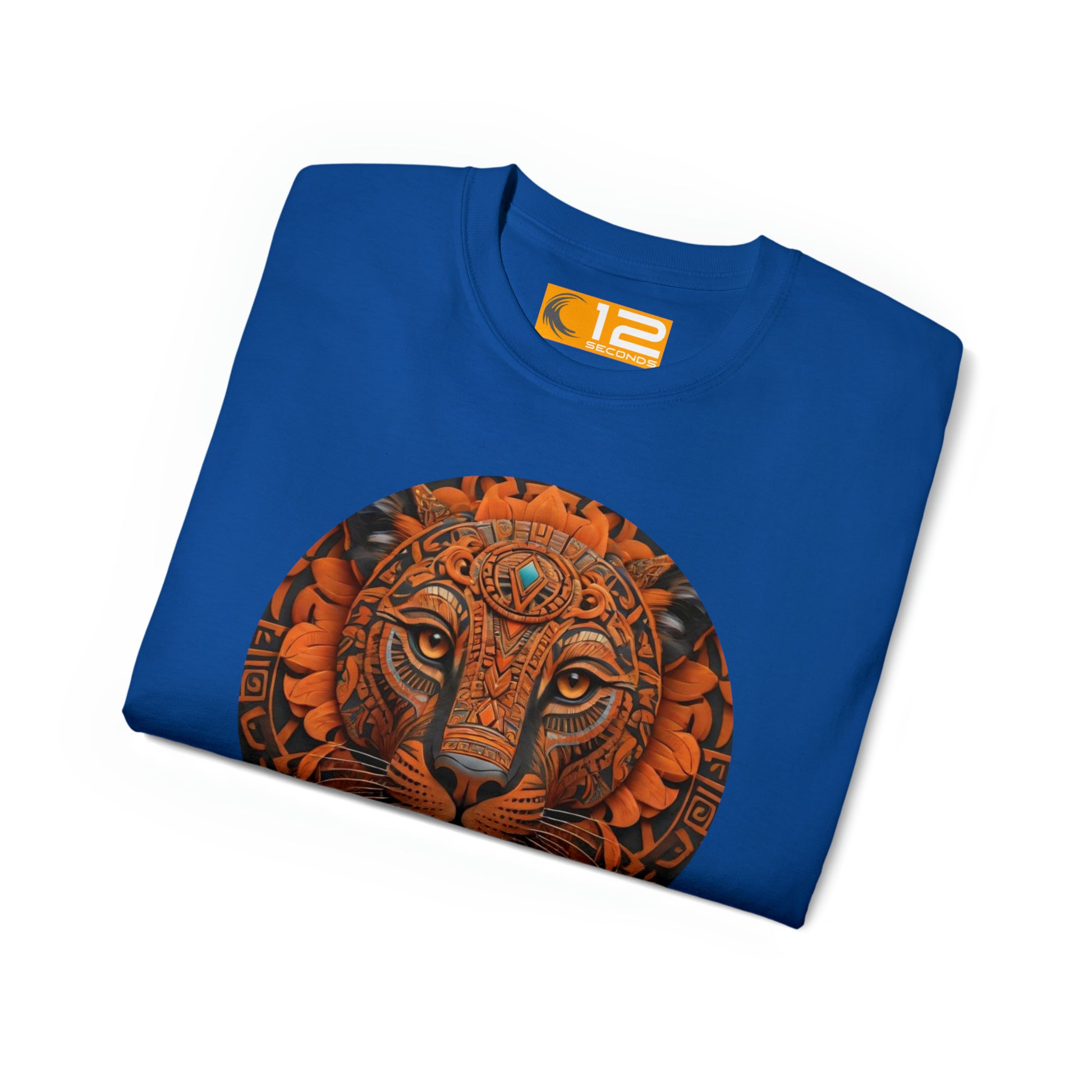 Unisex Ultra Cotton Tee - AZTEC PANTHER - ORANGE - 12 SECONDS APPAREL