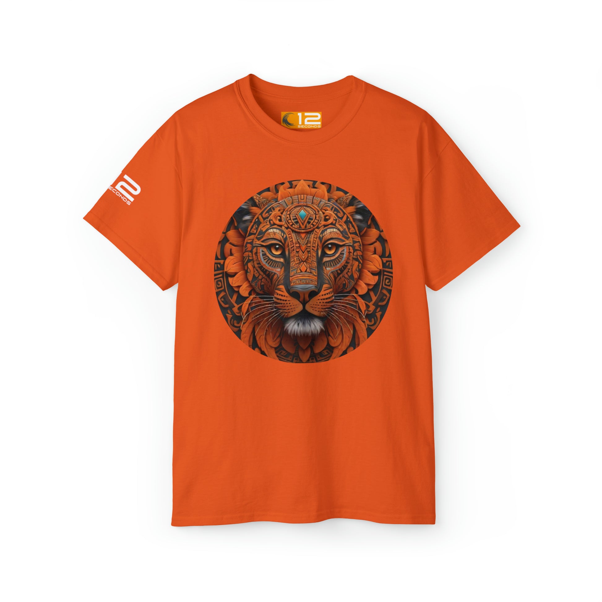 Unisex Ultra Cotton Tee - AZTEC PANTHER - ORANGE - 12 SECONDS APPAREL