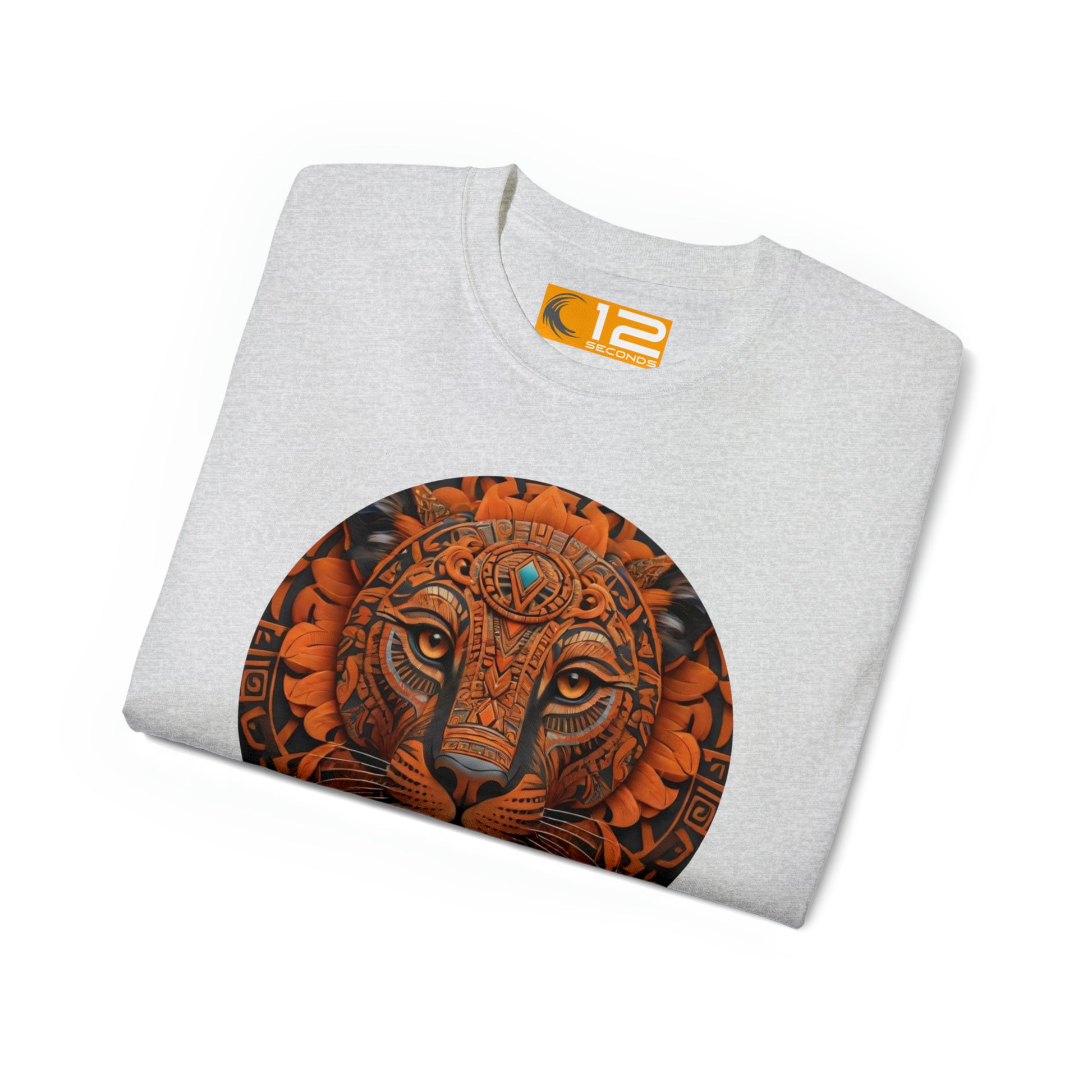 Unisex Ultra Cotton Tee - AZTEC PANTHER - ORANGE - 12 SECONDS APPAREL