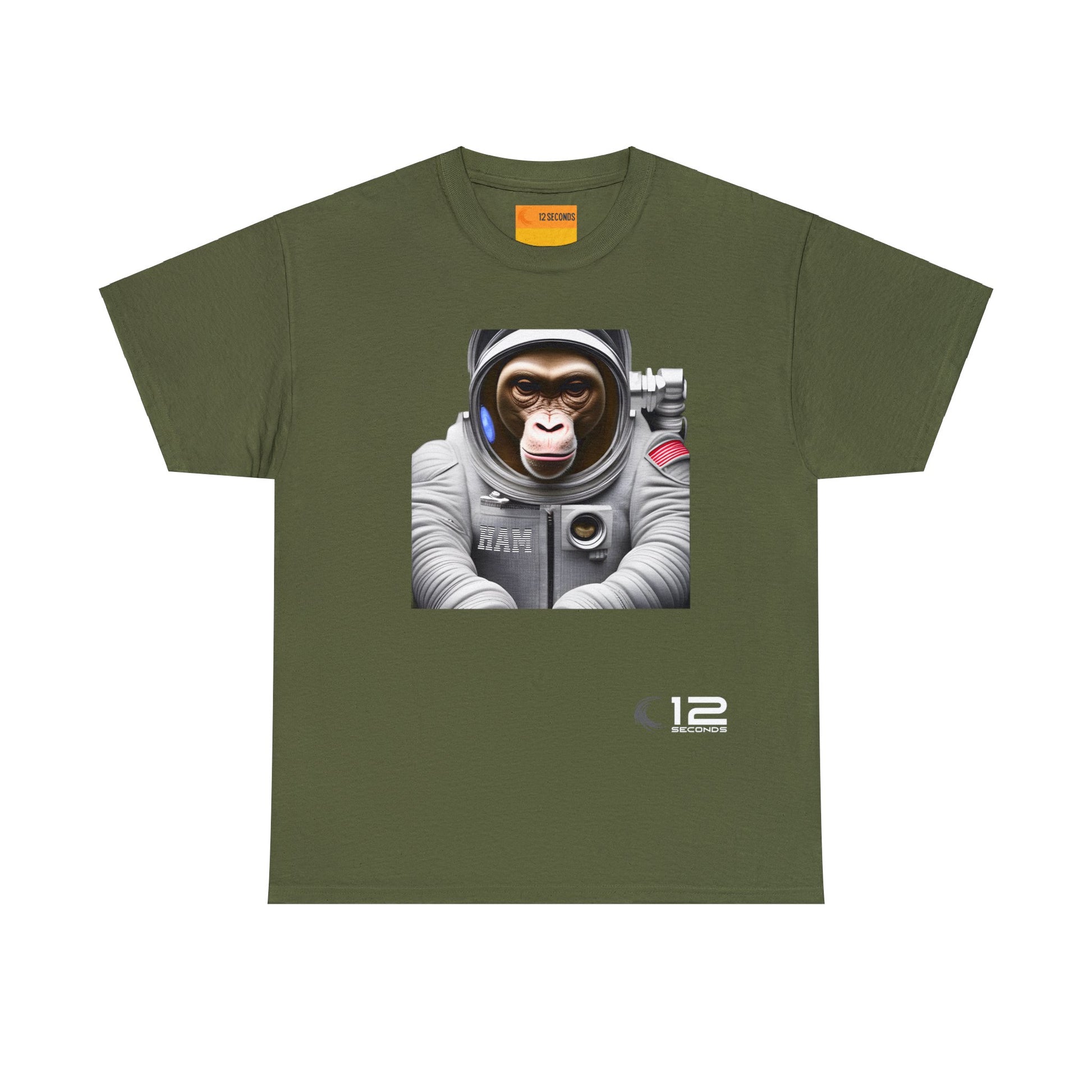 Mens' Heavy Cotton Tee - HAM THE ASTROCHIMP - 12 SECONDS APPAREL