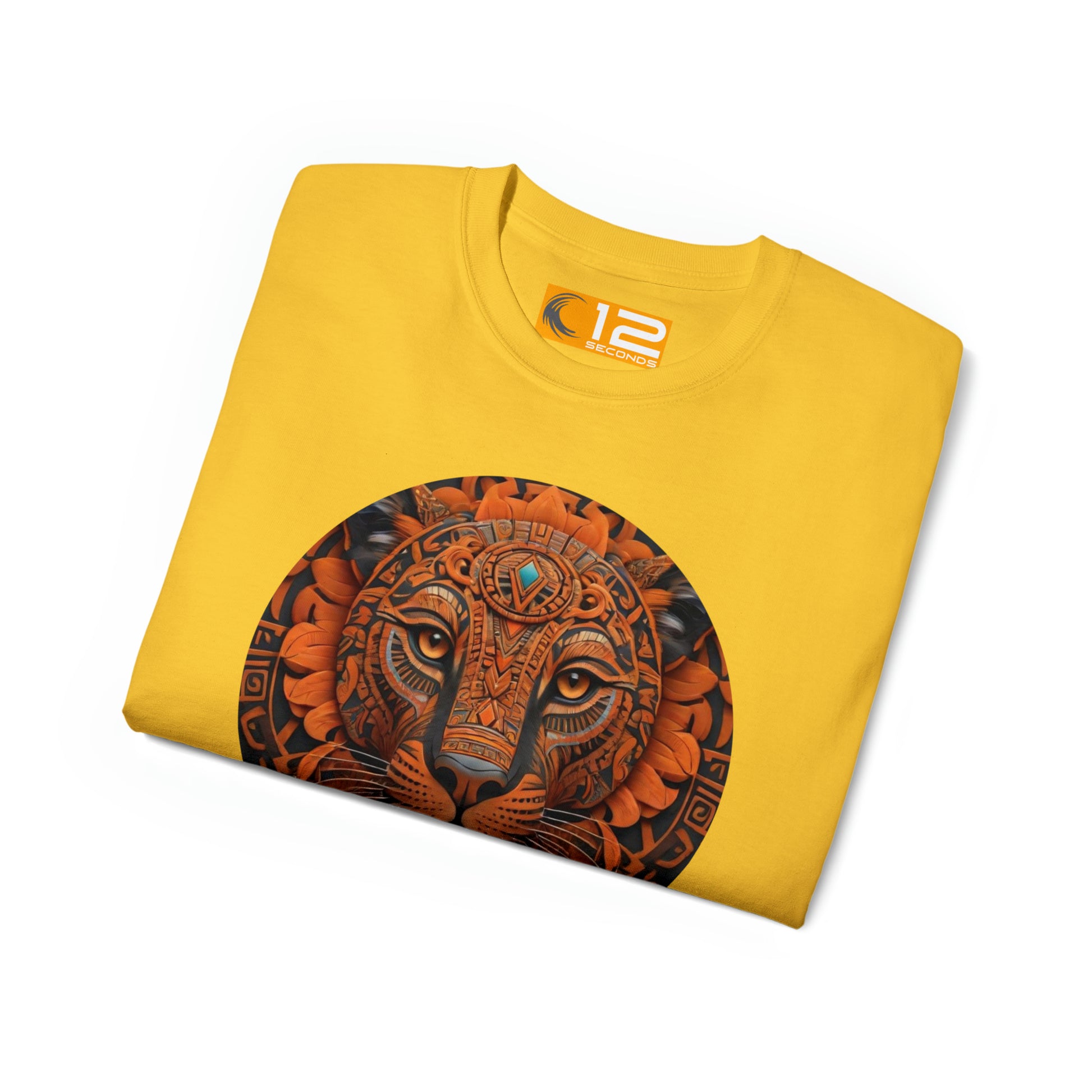 Unisex Ultra Cotton Tee - AZTEC PANTHER - ORANGE - 12 SECONDS APPAREL