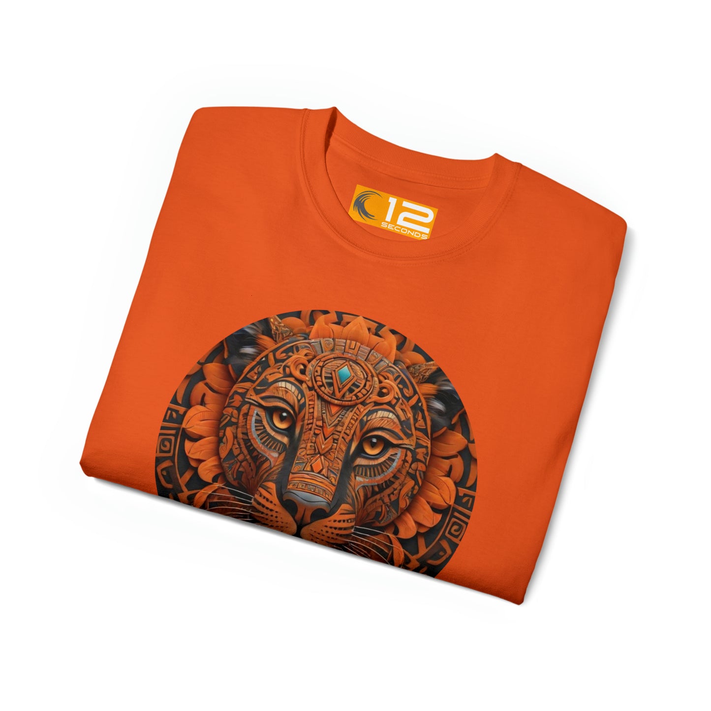 Unisex Ultra Cotton Tee - AZTEC PANTHER - ORANGE - 12 SECONDS APPAREL