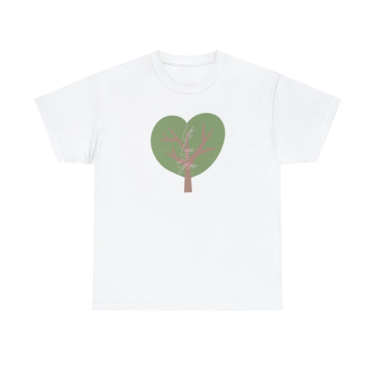 Ladies' Heavy Cotton Tee - LET LOVE GROW - GREEN TREE - 12 SECONDS APPAREL