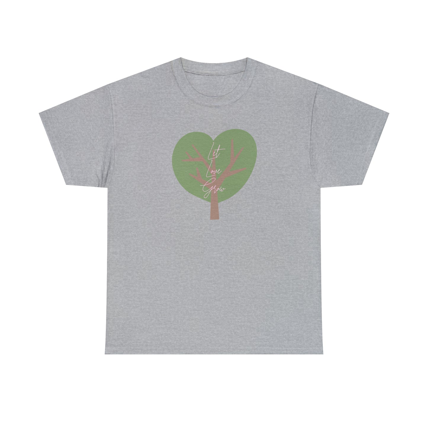 Ladies' Heavy Cotton Tee - LET LOVE GROW - GREEN TREE - 12 SECONDS APPAREL