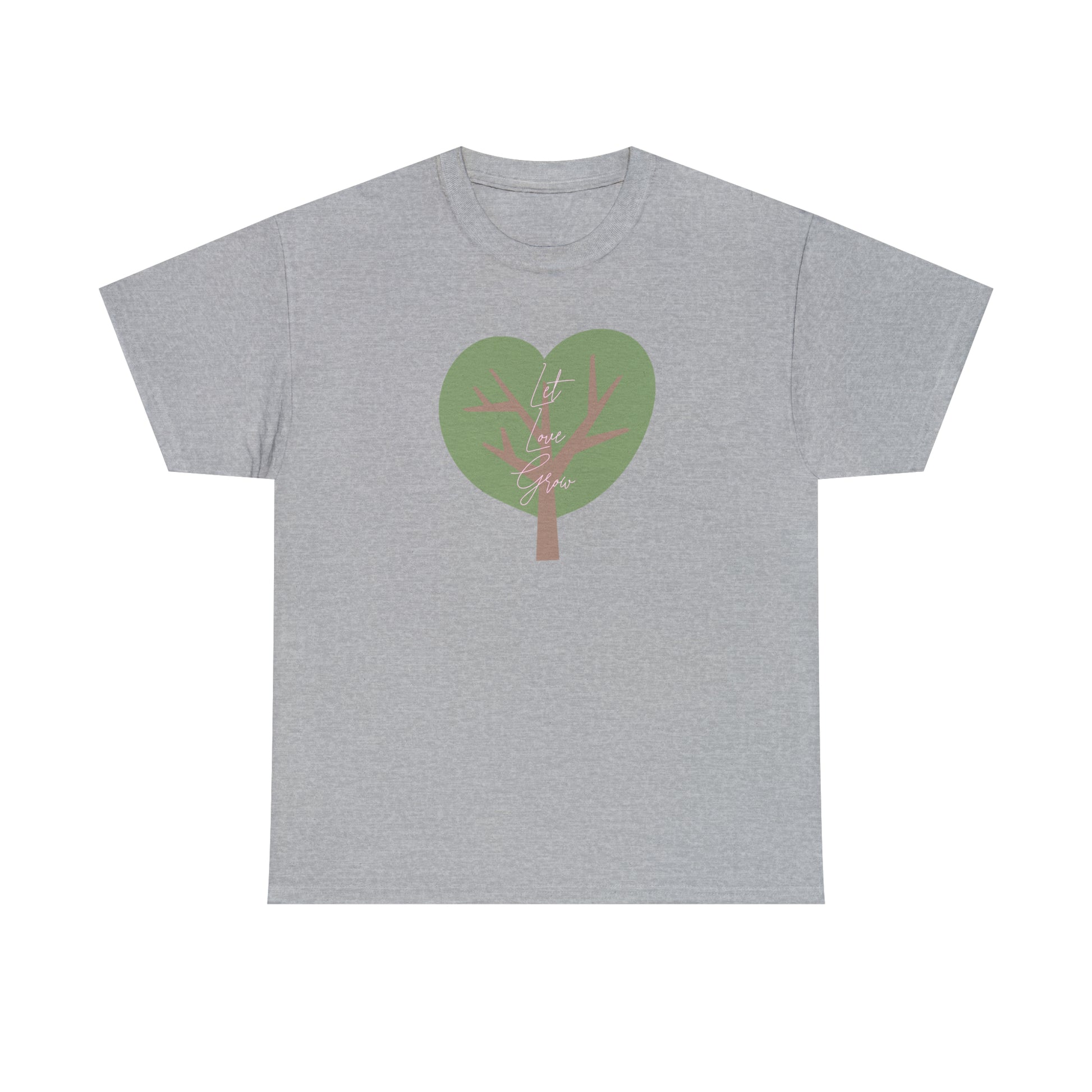 Ladies' Heavy Cotton Tee - LET LOVE GROW - GREEN TREE - 12 SECONDS APPAREL