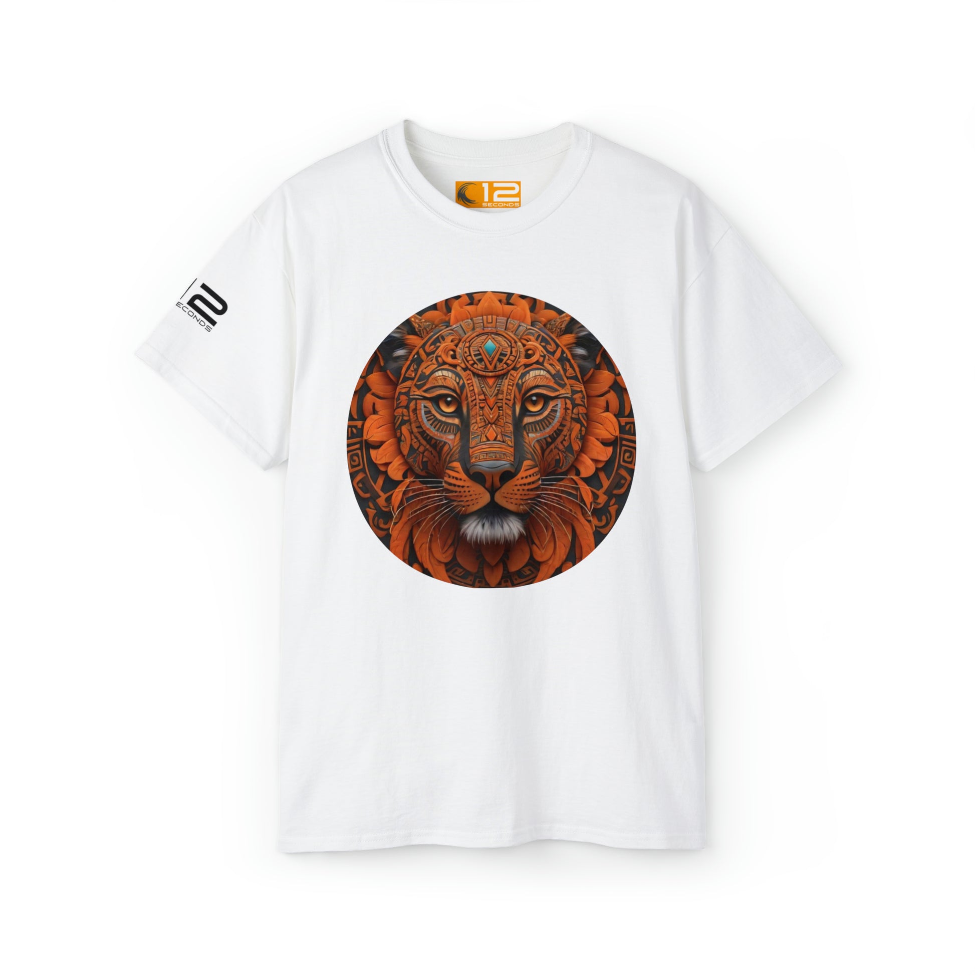 Unisex Ultra Cotton Tee - AZTEC PANTHER - ORANGE - 12 SECONDS APPAREL