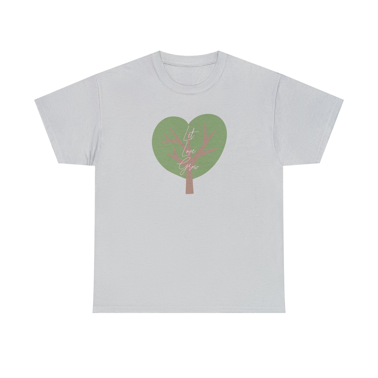 Ladies' Heavy Cotton Tee - LET LOVE GROW - GREEN TREE - 12 SECONDS APPAREL