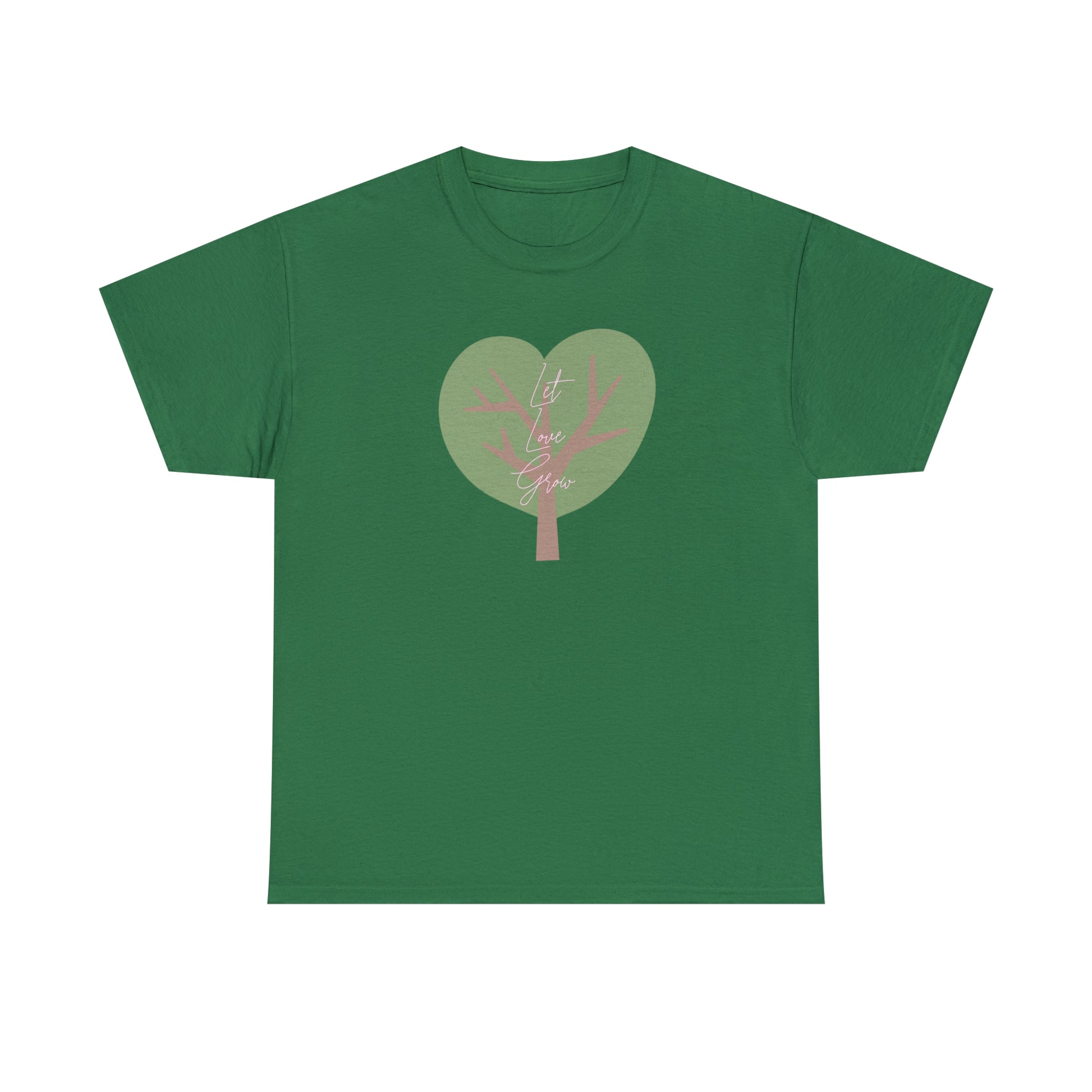 Ladies' Heavy Cotton Tee - LET LOVE GROW - GREEN TREE - 12 SECONDS APPAREL